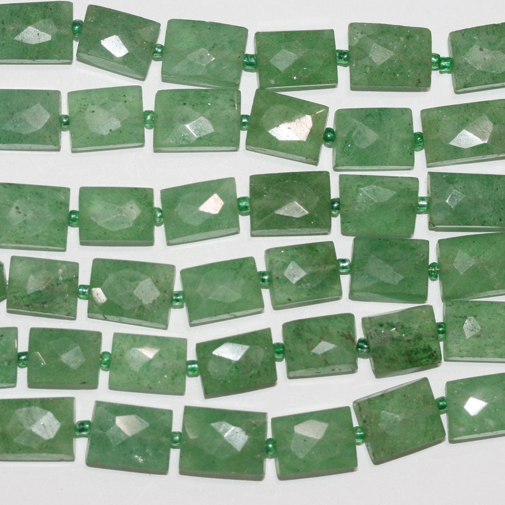 Perles rectangulaires à facettes en aventurine St de 23 cm (9 pouces), 13 x 10 mm environ - Longueur du fil : 22 cm