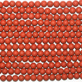 Perles rondes lisses en jaspe rouge mat, 8 mm - Fil de 36 cm - Réf. 13164