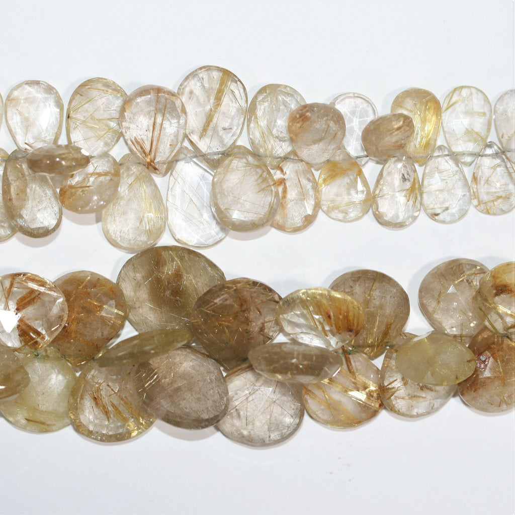 Perles en quartz rutile St de 8 pouces, à facettes graduées de 15 à 20 mm. Longueur du fil : environ 21 cm.