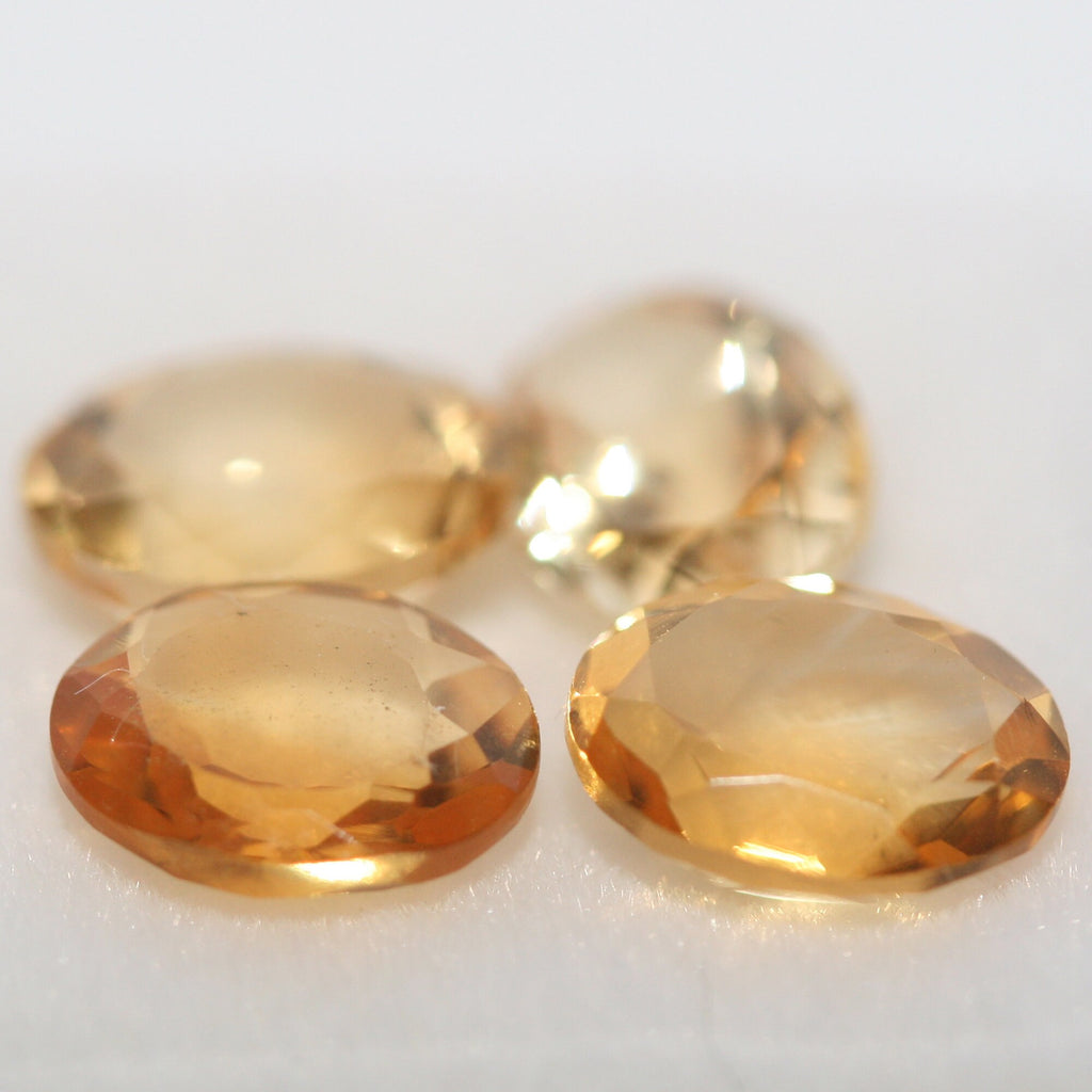 Lot de citrines ovales à facettes 8x6 mm (4 pièces). Pierres précieuses en vrac, prix de gros.