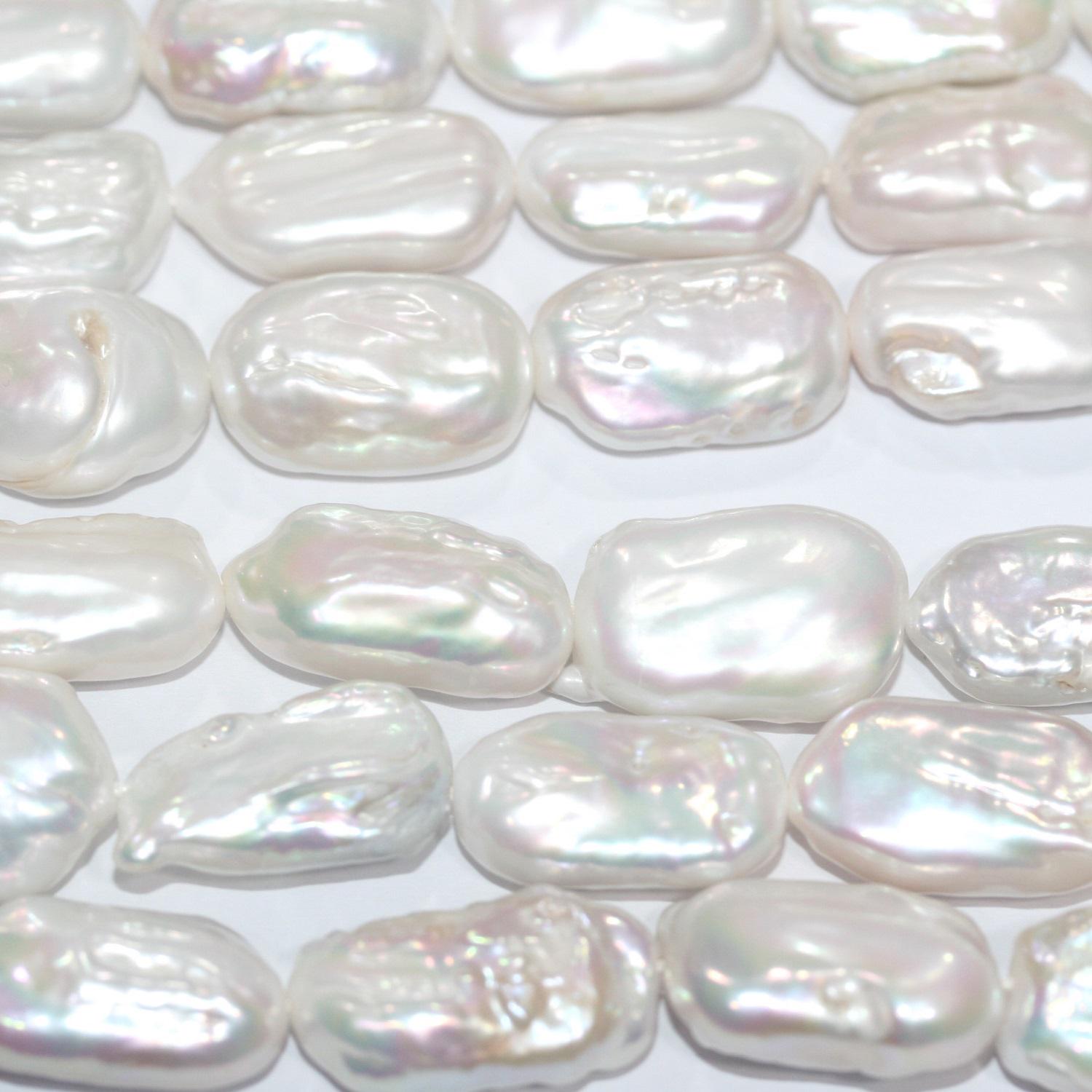 Perlas de 17" en forma de fantasía, 18 x 12 mm, tira de 41 cm, perlas naturales, precios al por mayor.