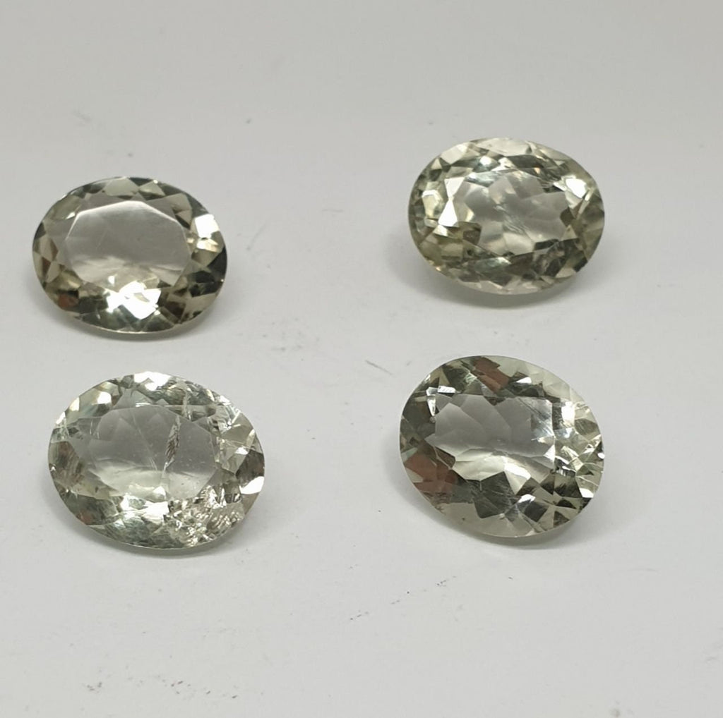 Lote de 4 piezas de amatista verde prasiolita facetada ovalada de 11 x 9 mm - Lote de piedras preciosas