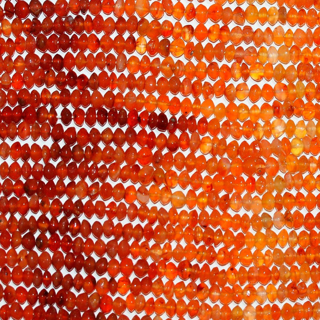 Perles rondelles lisses en cornaline de 15 pouces, 5 x 3 mm - Fil de 37 cm.