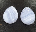 1 Matching Pair Blue Lace Agate Natural Chalcedony  Drops 20x15mm With Hole For Earrings