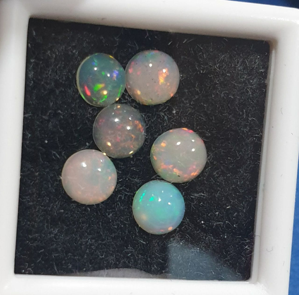 Ethiopian Opal Lot Round Cabochon 5mm. (6pcs)  -Gemstone Parcels-Loose Stones Wholesale Price