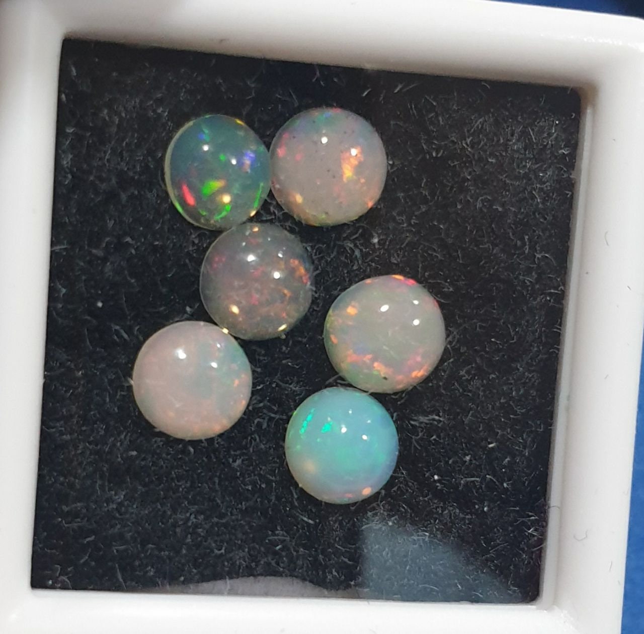 Ethiopian Opal Lot Round Cabochon 5mm. (6pcs)  -Gemstone Parcels-Loose Stones Wholesale Price