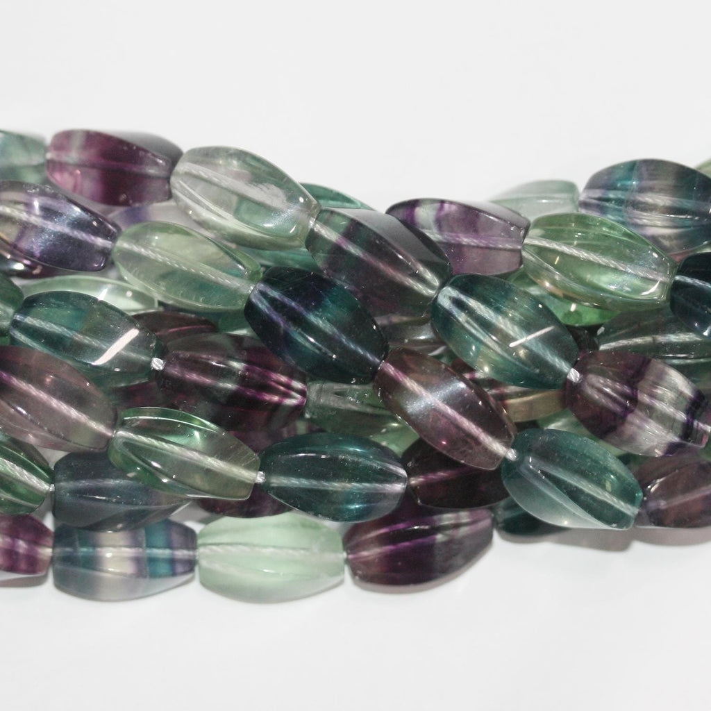 Perles prismatiques en brique torsadée lisse en fluorite St 15" 16x8mm.-Rig 40cm.