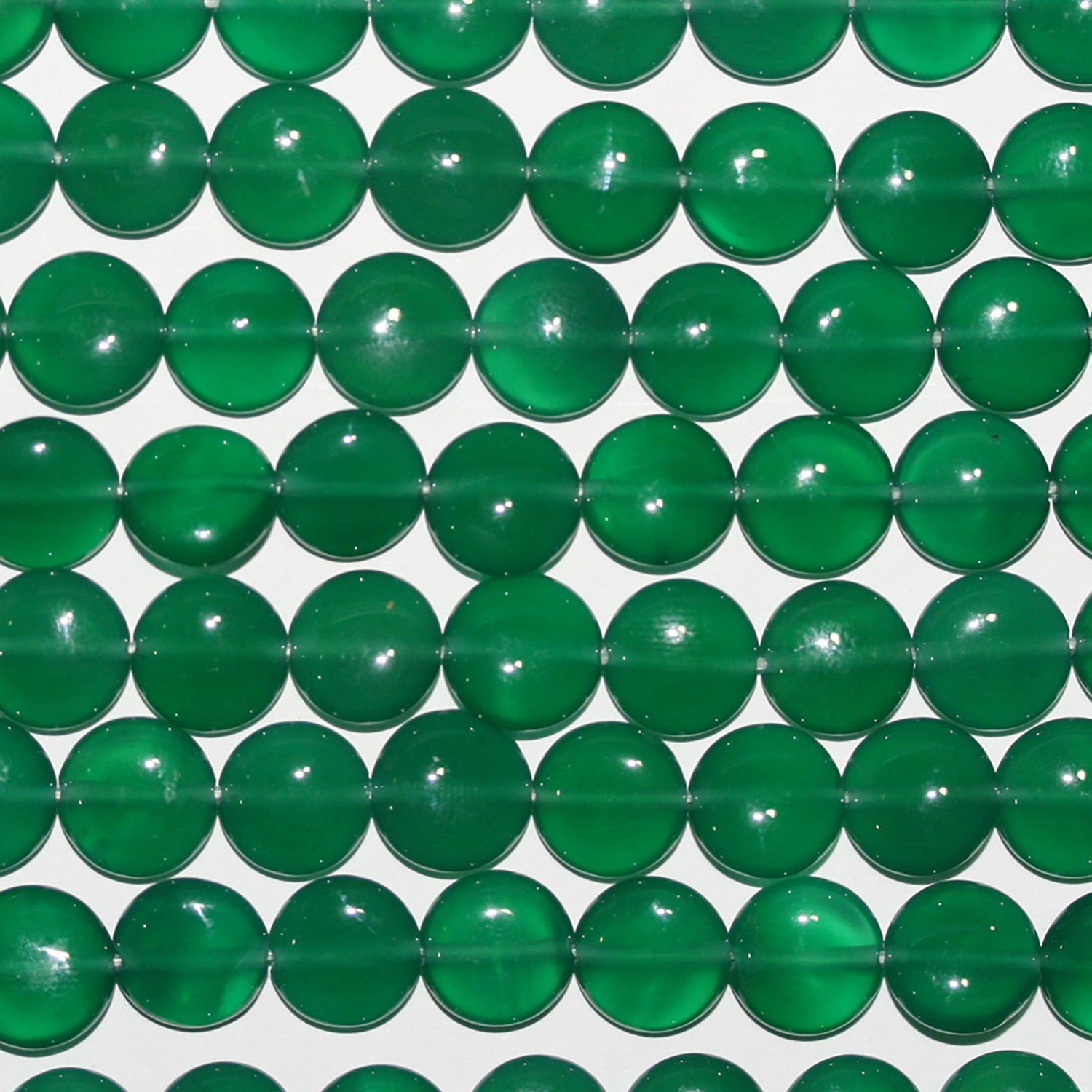 Cuentas lisas de ágata verde de 16" (10 mm) - Hilo de 40 cm