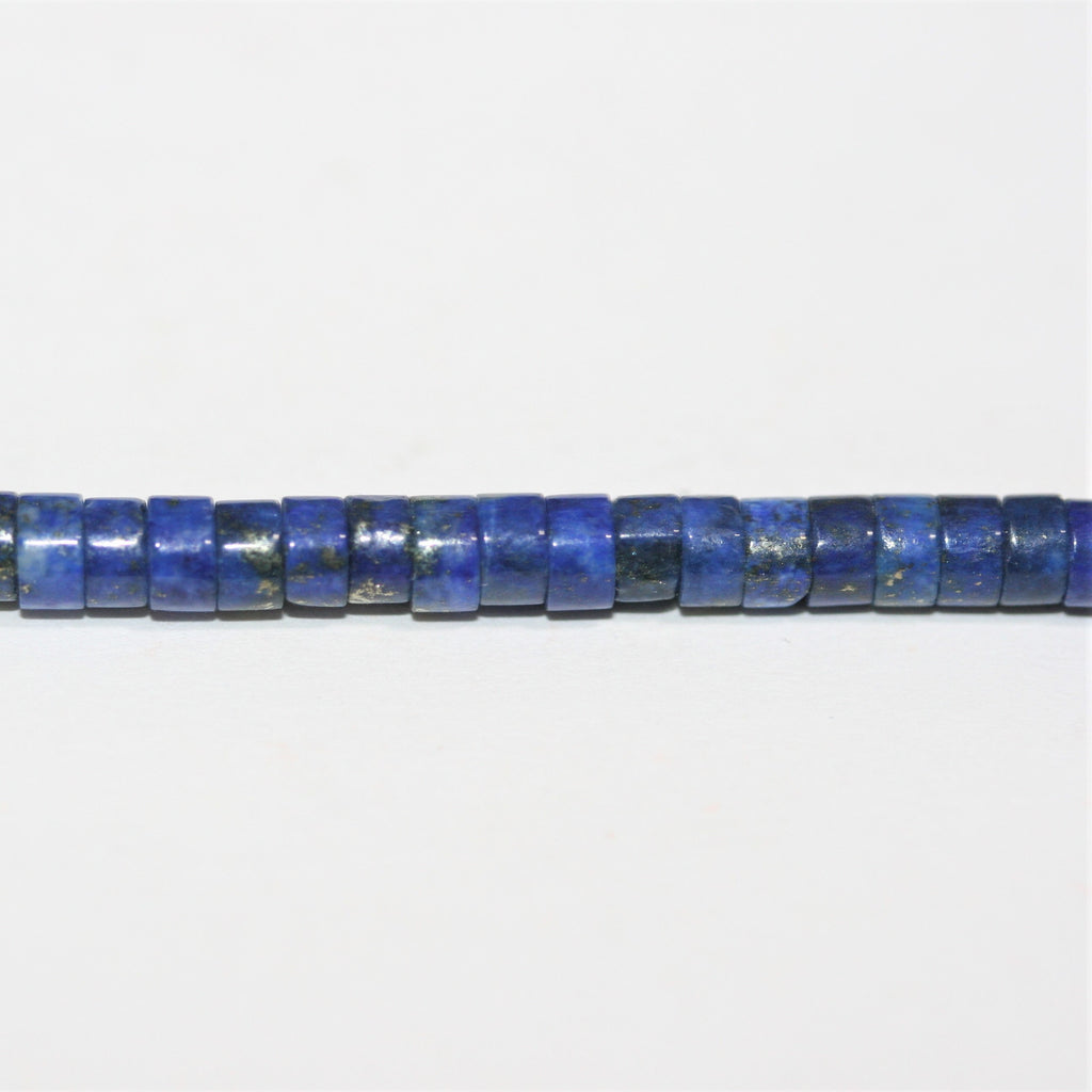 Perles disques lisses en lapis-lazuli de 15 pouces, 4 x 2 mm. - Brin de 39 cm.