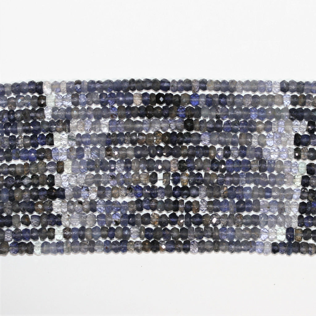 13" St Iolite Faceted Rondelle Beads 4x3mm.- Strand 33cm.