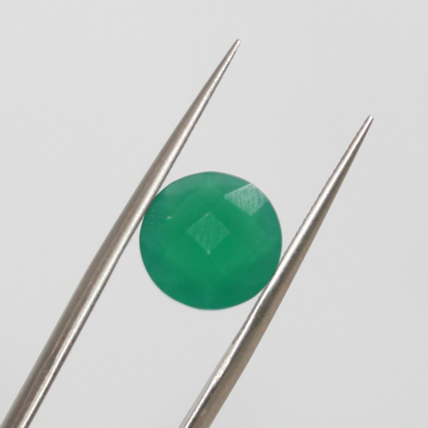 Lot de 6 pierres rondes à facettes en onix vert de 11 mm. - Pierres précieuses de qualité supérieure, vente en gros.