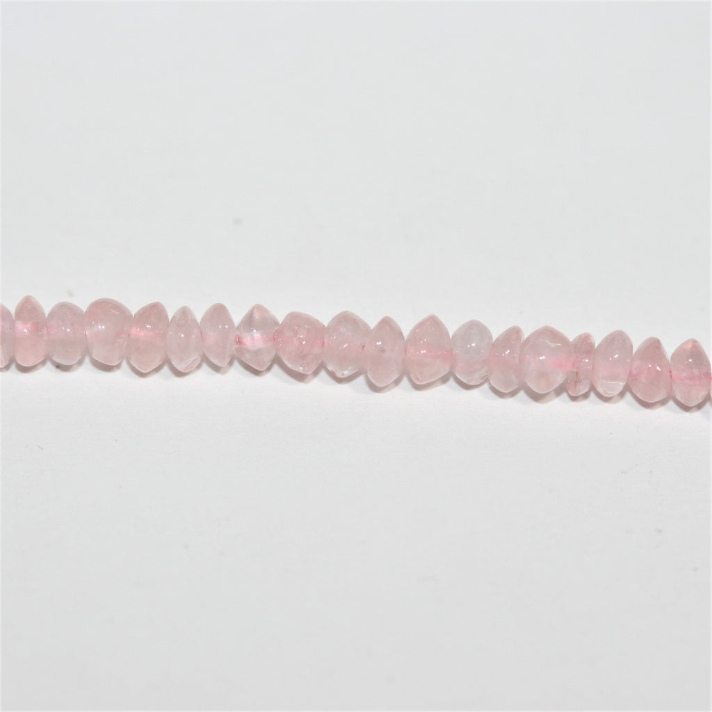 Cuentas redondas lisas de cuarzo rosa de 4 x 2 mm - Hilo de 36 cm.