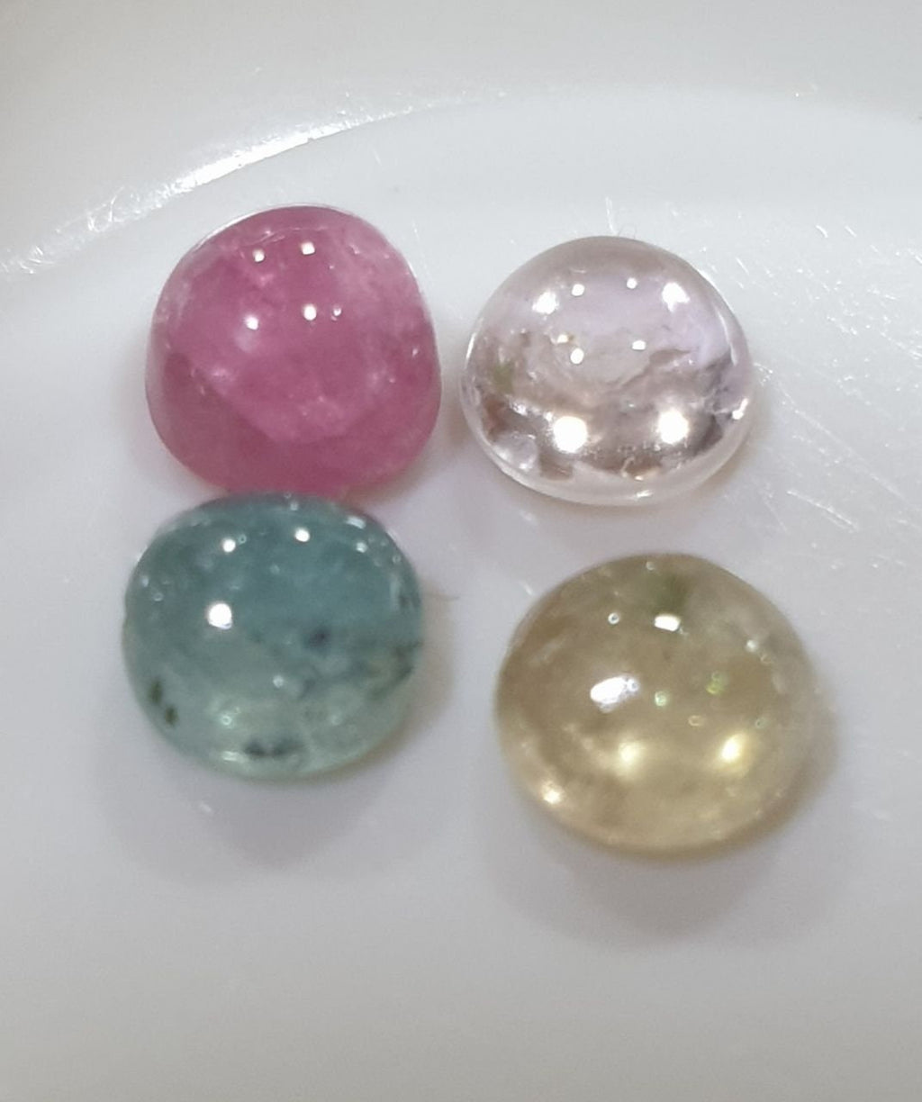 Tourmaline Lot Round Cabochons 5mm.-(4pcs)  -Gemstone Parcels-Loose Stones Wholesale Price-Natural Gems