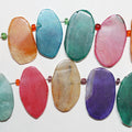 Cuentas ovaladas lisas de ágata multicolor de 16" (27 x 15-35 x 20 mm, aprox. - Hilo de 40 cm)