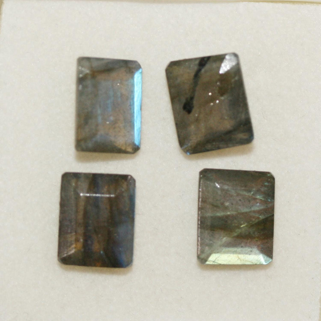 Lote de 4 piezas de labradorita facetada rectangular de 12 x 10 mm. (4 piezas)
