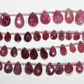 Perles en saphir rose facetté en forme de goutte, 8 pouces, 7 x 5 mm. Longueur du fil : environ 21 cm.
