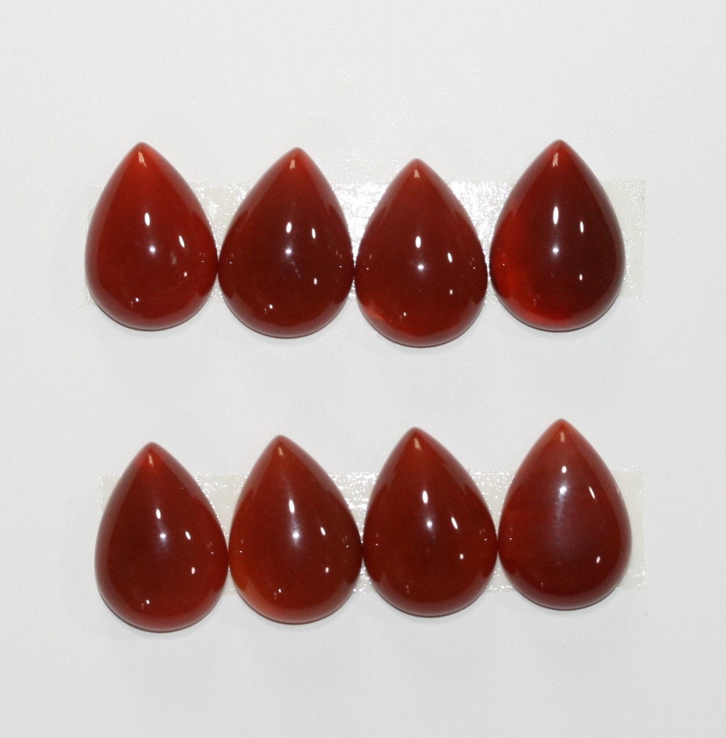 Lote de 8 cabujones de cornalina en forma de gota, 14 x 10 mm. (8 piezas).