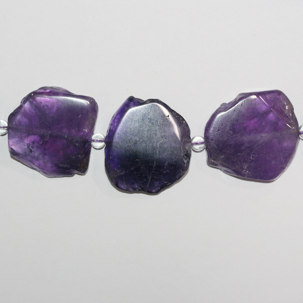 Cuentas irregulares planas y lisas de amatista de 16" (30-35 mm, aprox.), tira de 40 cm