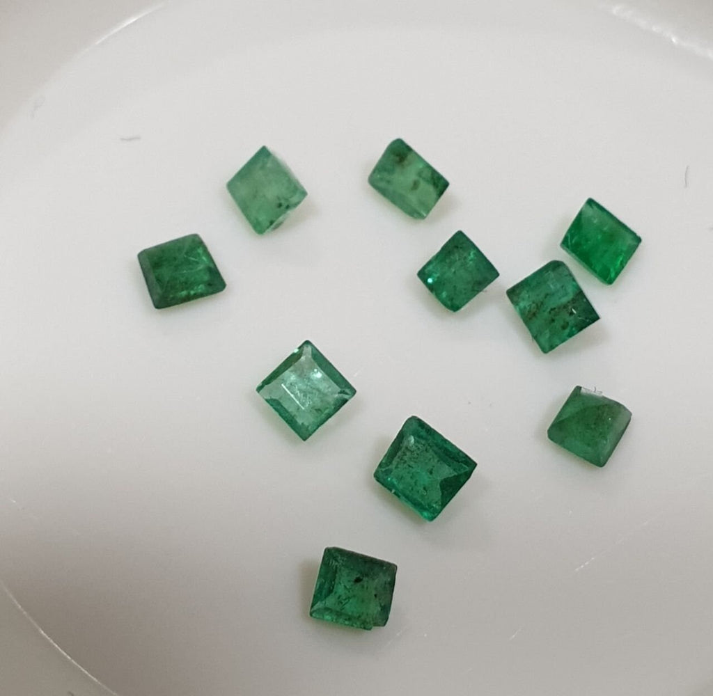 10 Pcs Emerald Lot Square 2.2-2.4 mm -Tiny Emeralds-Natural Gemstones- African Emerald Lot