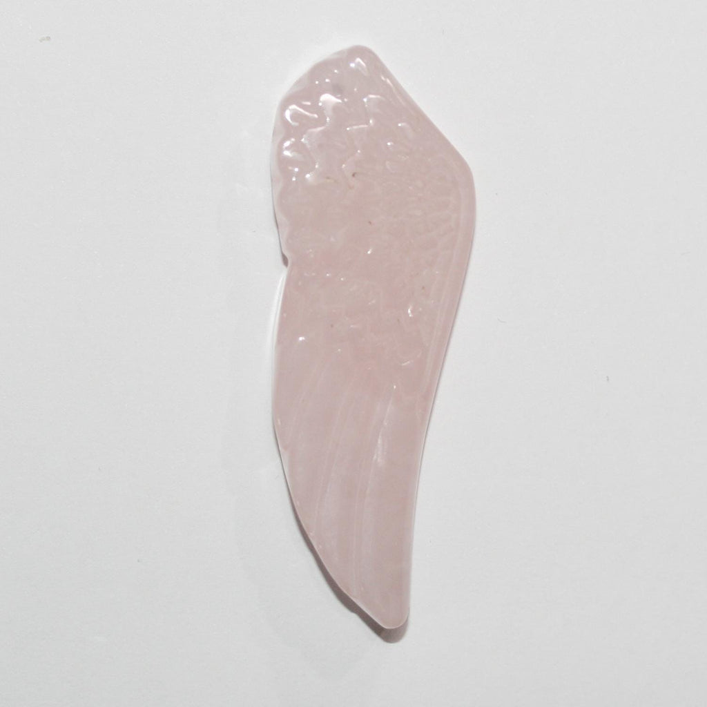Pendentif aile en quartz rose 58x20mm