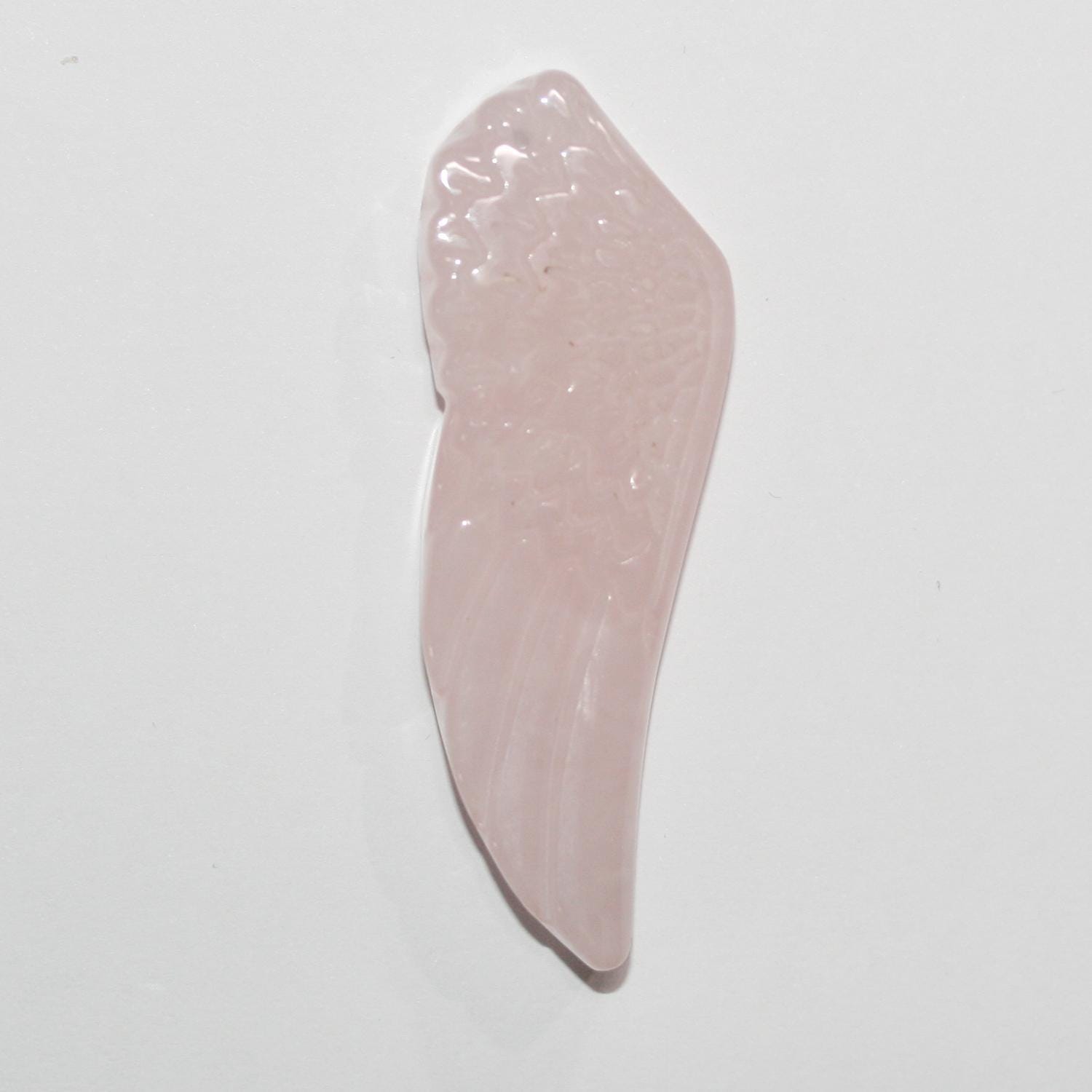 Pendentif aile en quartz rose 58x20mm
