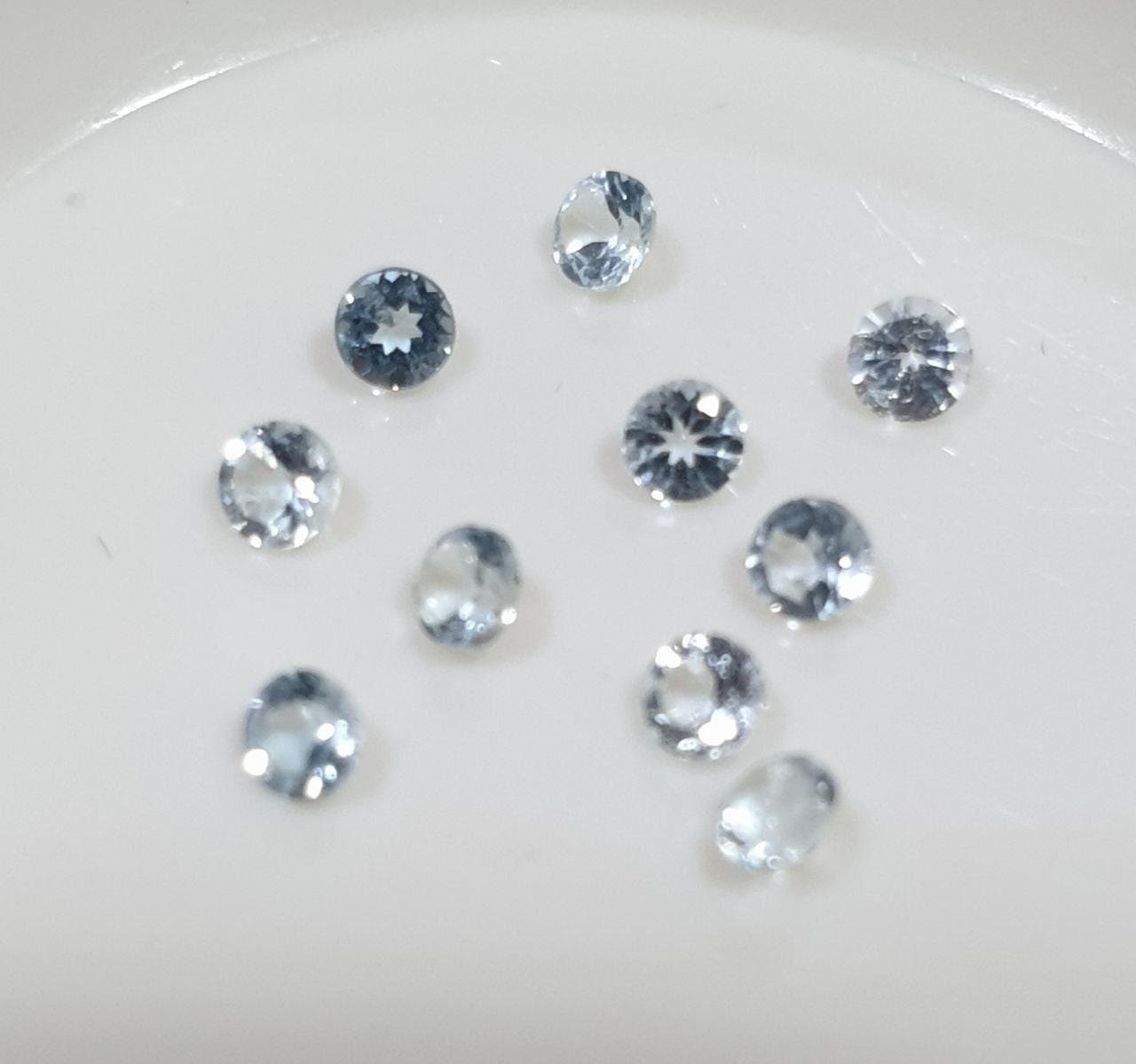 10 Pcs Lot Sky Blue Topaz Lot Faceted Round 2mm.-(10Pcs) -Gemstone Parcels-Loose Stones Wholesale Price