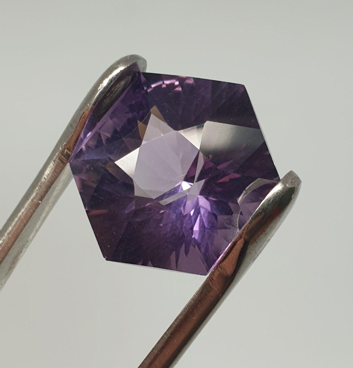 Fancy Cut Amethyst Faceted Hexagon  15x14mm. (12.1ct.) - One Of A kind- Fancy Cut Amethyst- Natural Stones For Jewelry