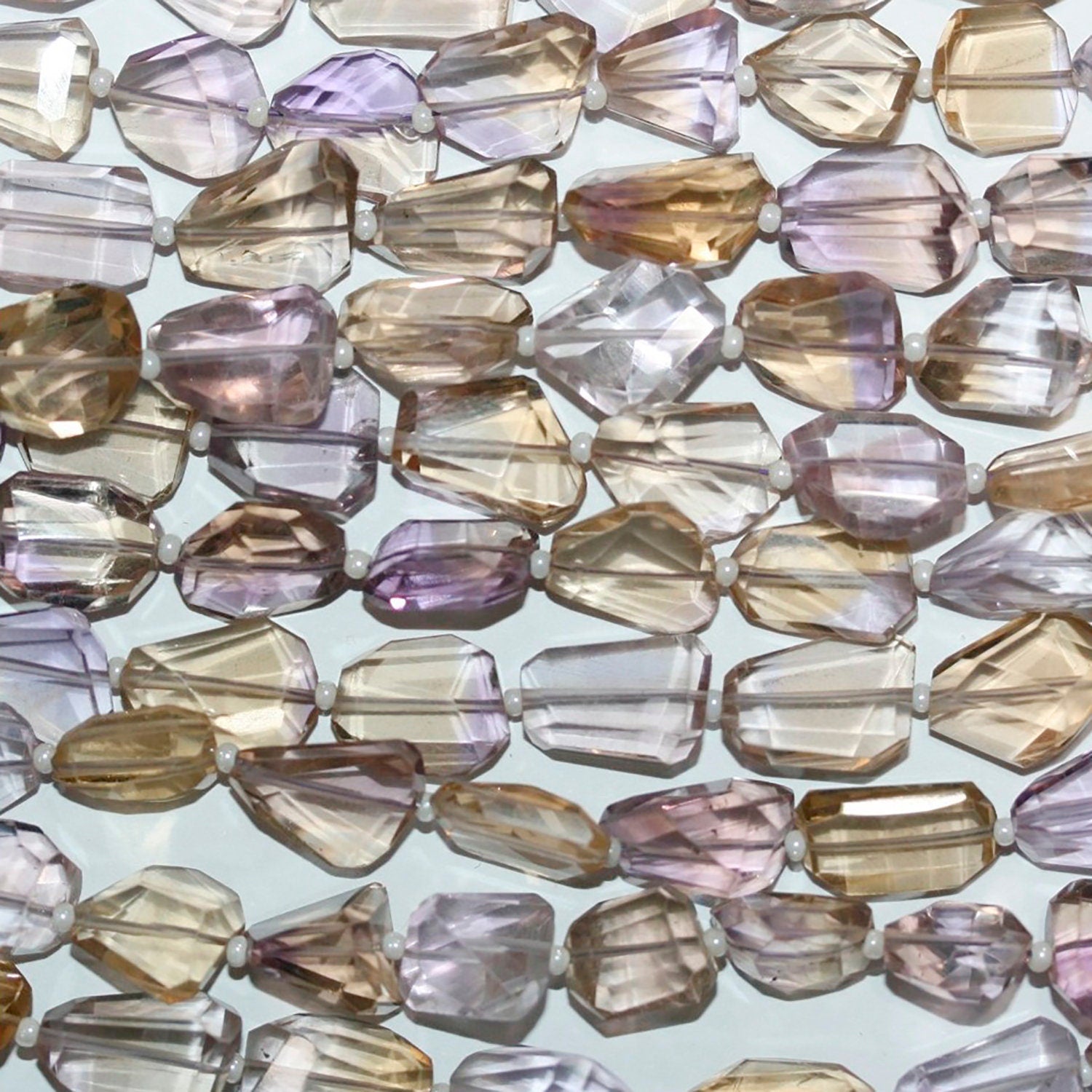 13" St Ametrine Faceted Nugget 10-12mm.Approx.-Strand 35cm