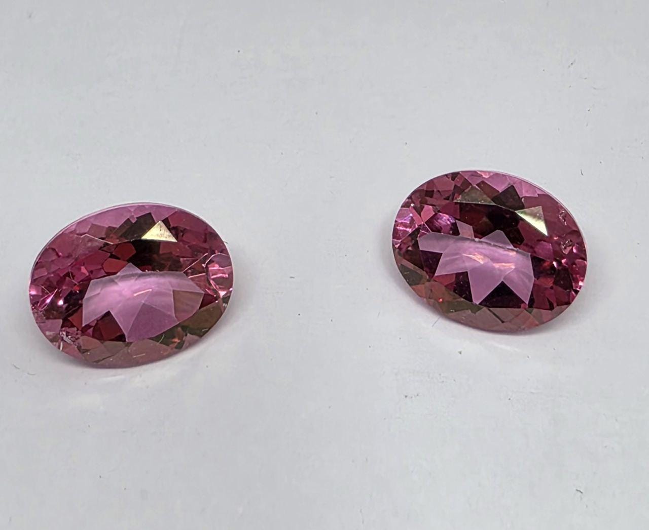 1 Pair AAA Pink Topaz Faceted Oval 10x8mm - Gems Gemstones Wholesale