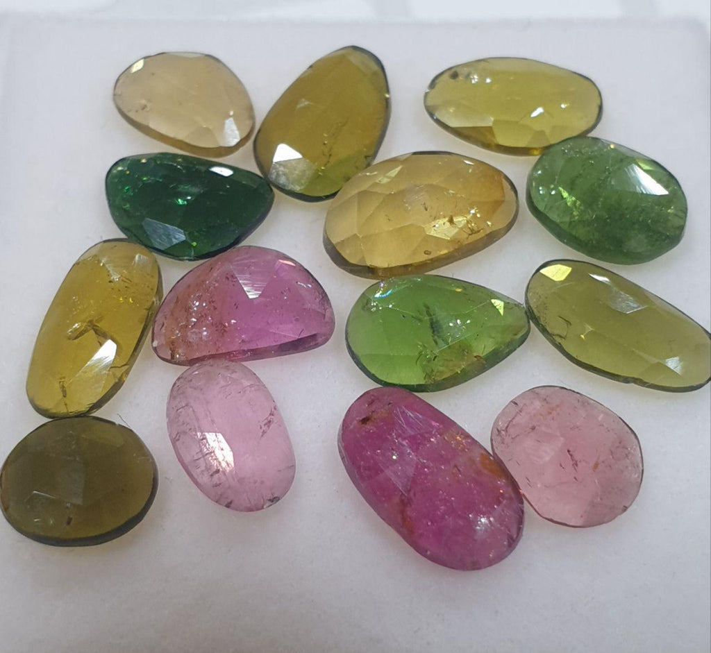 Gran lote de turmalina rosa y verde facetada en corte rosa - Piedras preciosas naturales sin tratar