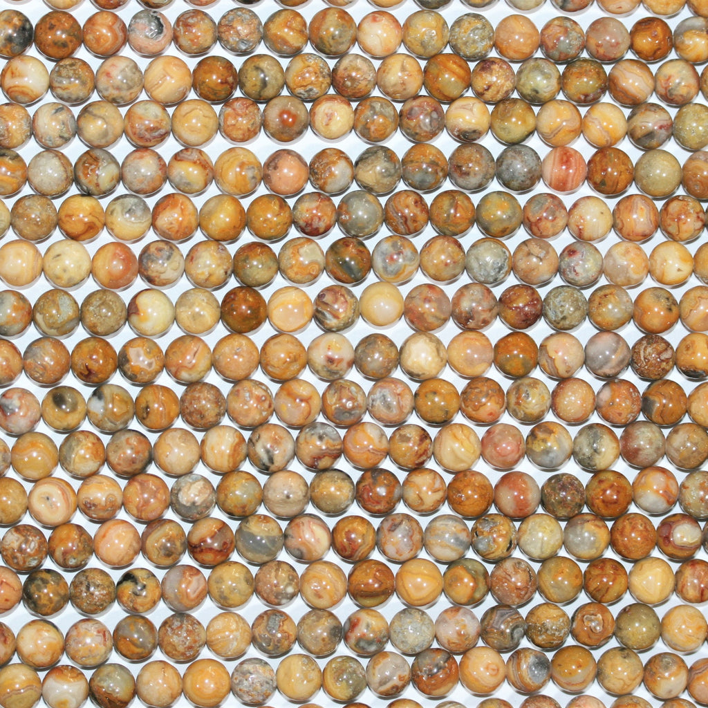 15" St Crazy Agate Smooth Round Beads 8mm.- Hilo 39cm.