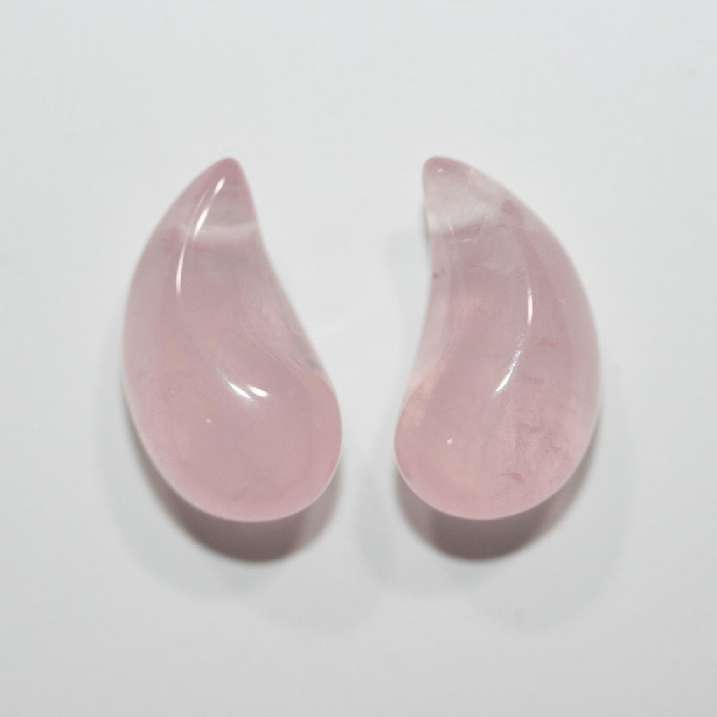 Pendentif en quartz rose lisse (1 paire) 20 x 10 mm - Réf. 14815