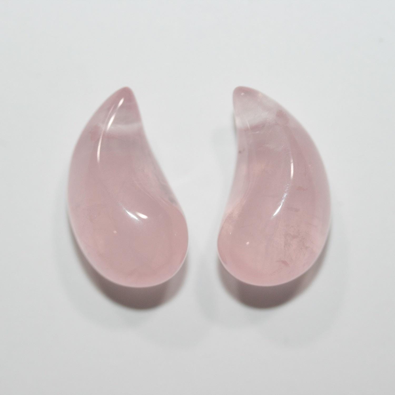 Colgante de Cuarzo Rosa Colmillo Liso (1 Par) 20x10mm.- Ref.14815