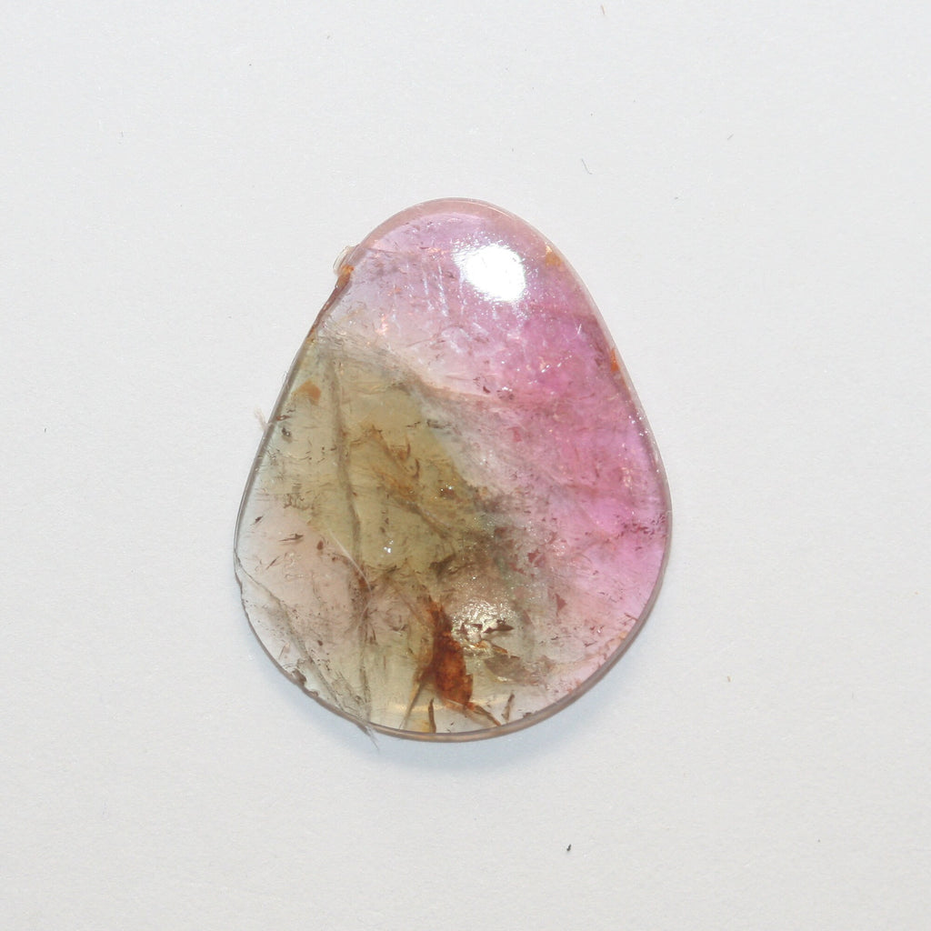 Watermelon Tourmaline Oval Flat Cabochon 19x15mm.(4.3ct.)