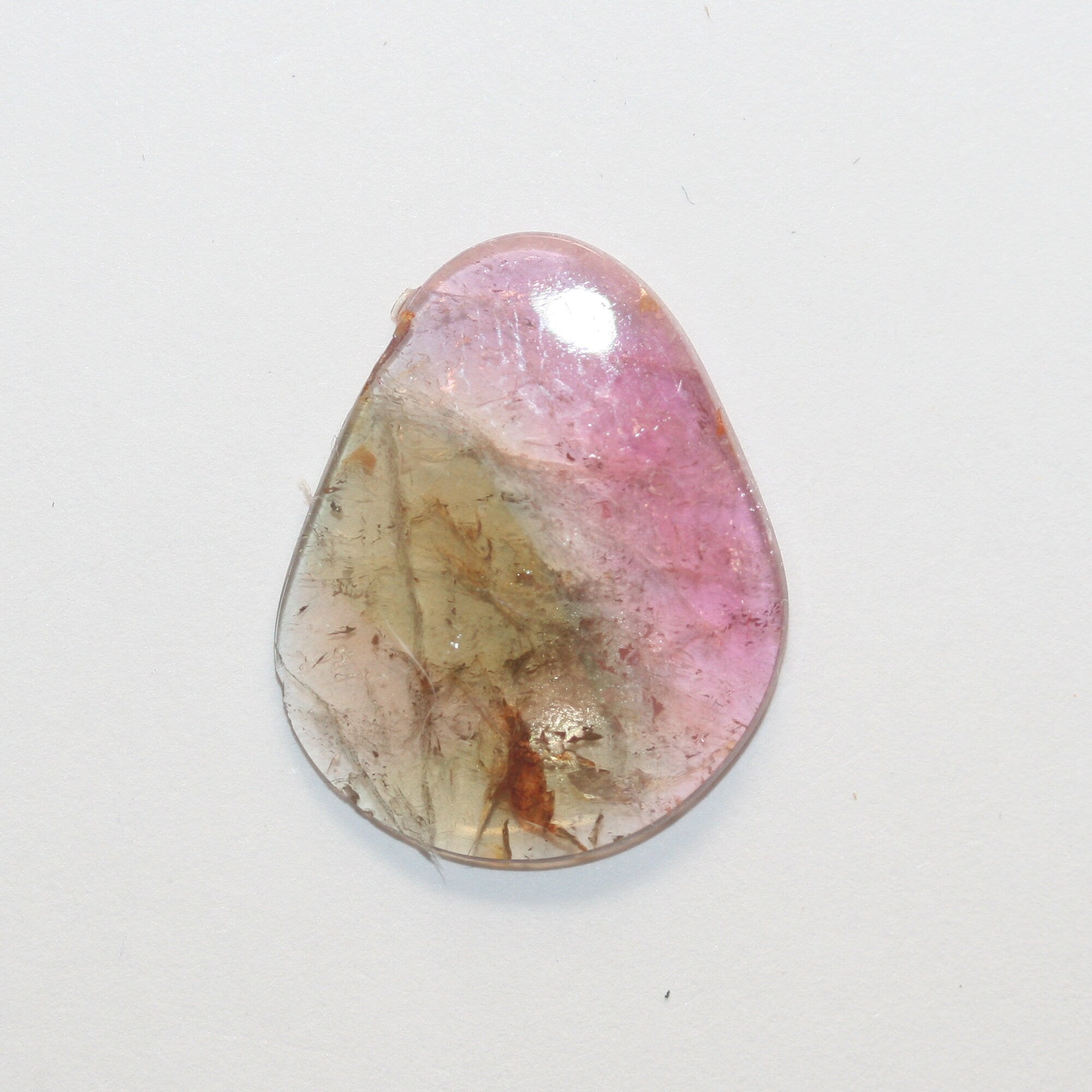 Watermelon Tourmaline Oval Flat Cabochon 19x15mm.(4.3ct.)