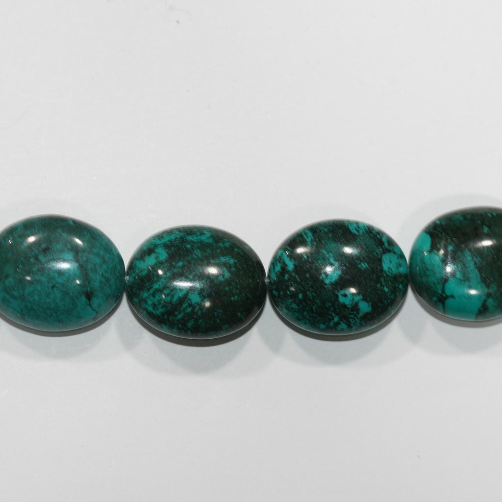 Cuentas lisas ovaladas de turquesa natural de 45,7 cm (18"), 26 x 22 mm (aprox. - Hilo de 42 cm - Artículo 14846)