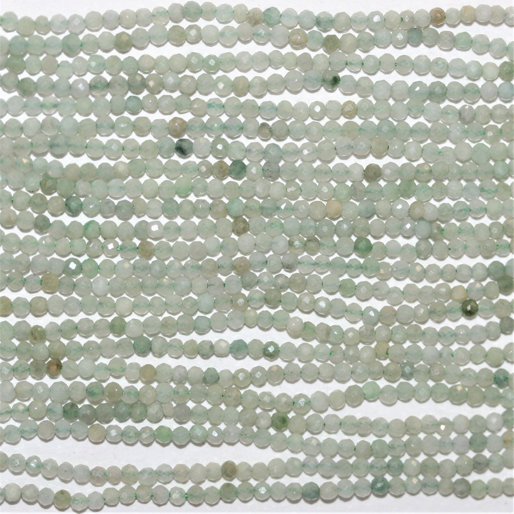Cuentas redondas facetadas de jade de Santa Birmania de 16" de 2 mm - Hilo de 40 cm.