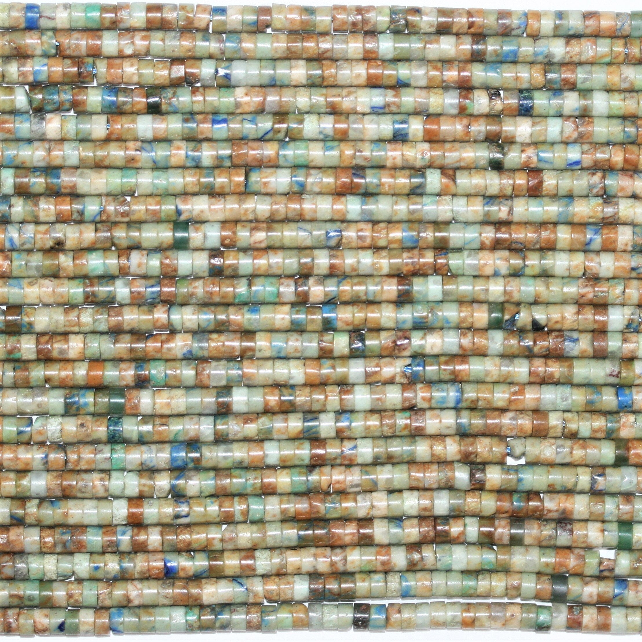 Perles disques lisses en chrysocolle St 15" 4x2mm.- Brin 39cm.