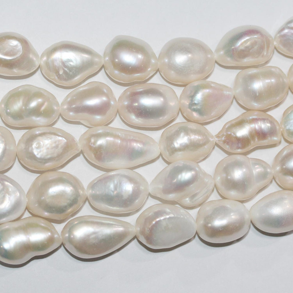 Perla Barroca de Agua Dulce de 16" (15-20 x 10 mm aprox.) - Hilo de 40 cm - Precios al por mayor de perlas naturales