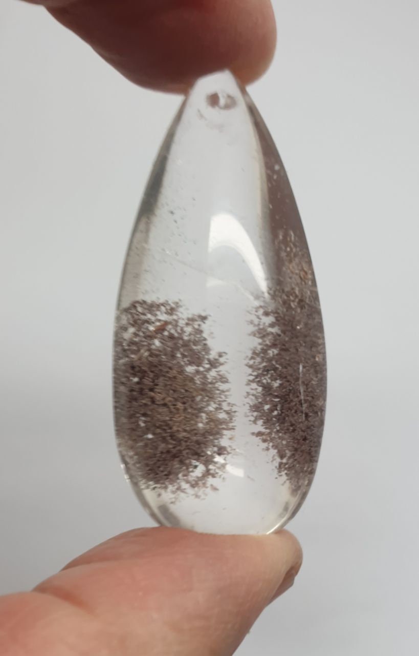 Pendentif en lodolite naturelle 49 x 21 mm, 15,07 g, avec trou pour pendentif - Pierre précieuse naturelle non traitée