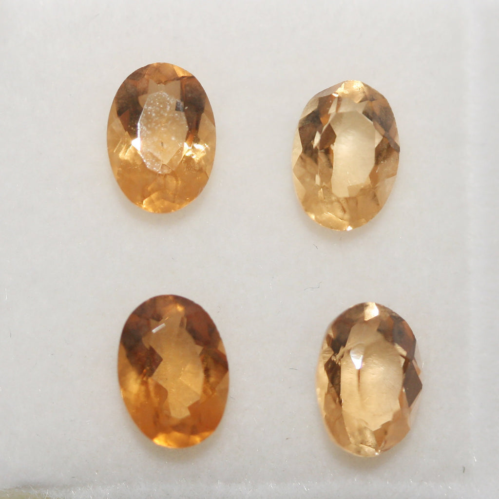 Lote de citrino facetado ovalado de 7 x 5 mm (4 piezas) - Paquetes de piedras preciosas - Piedras sueltas al por mayor