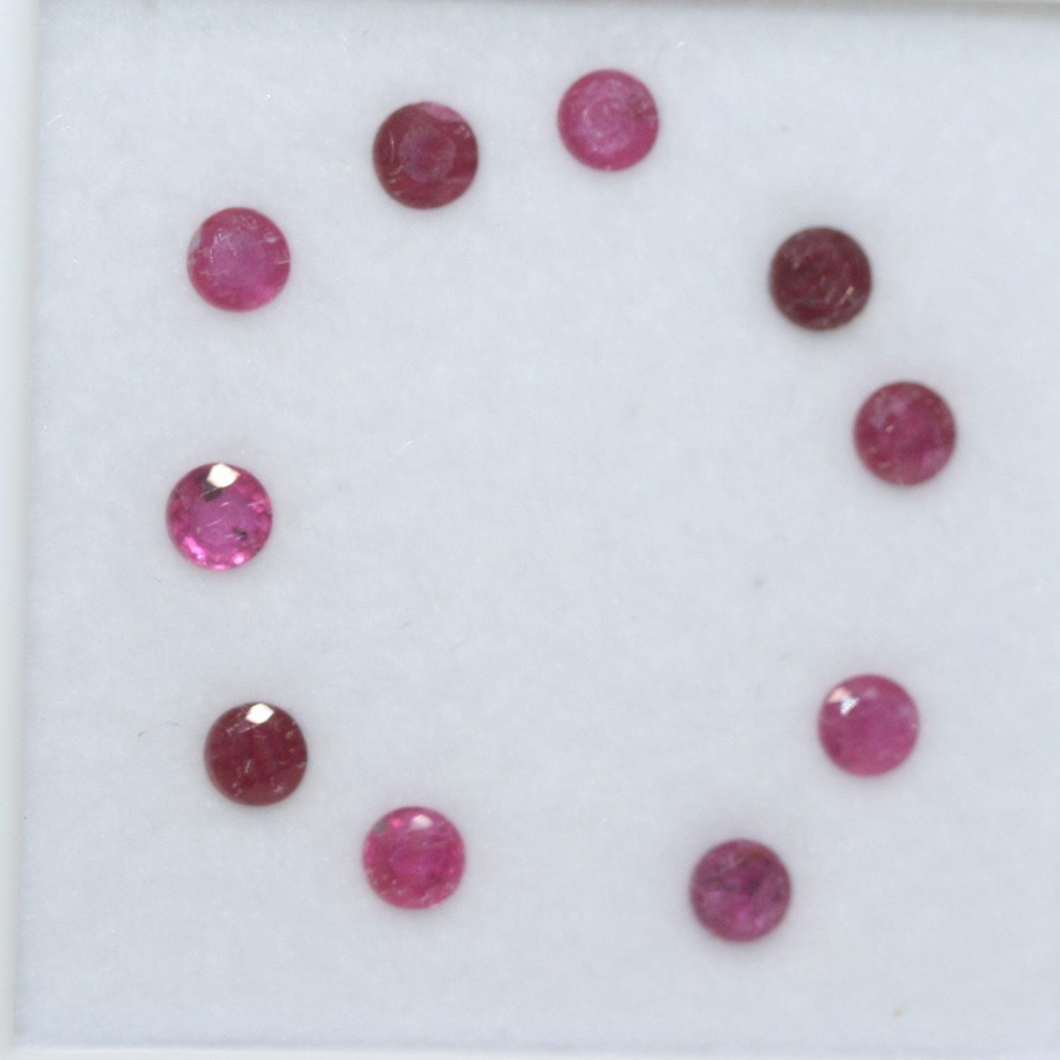 10 Pcs Ruby Faceted Round Lot 3.3mm.(10 pcs)