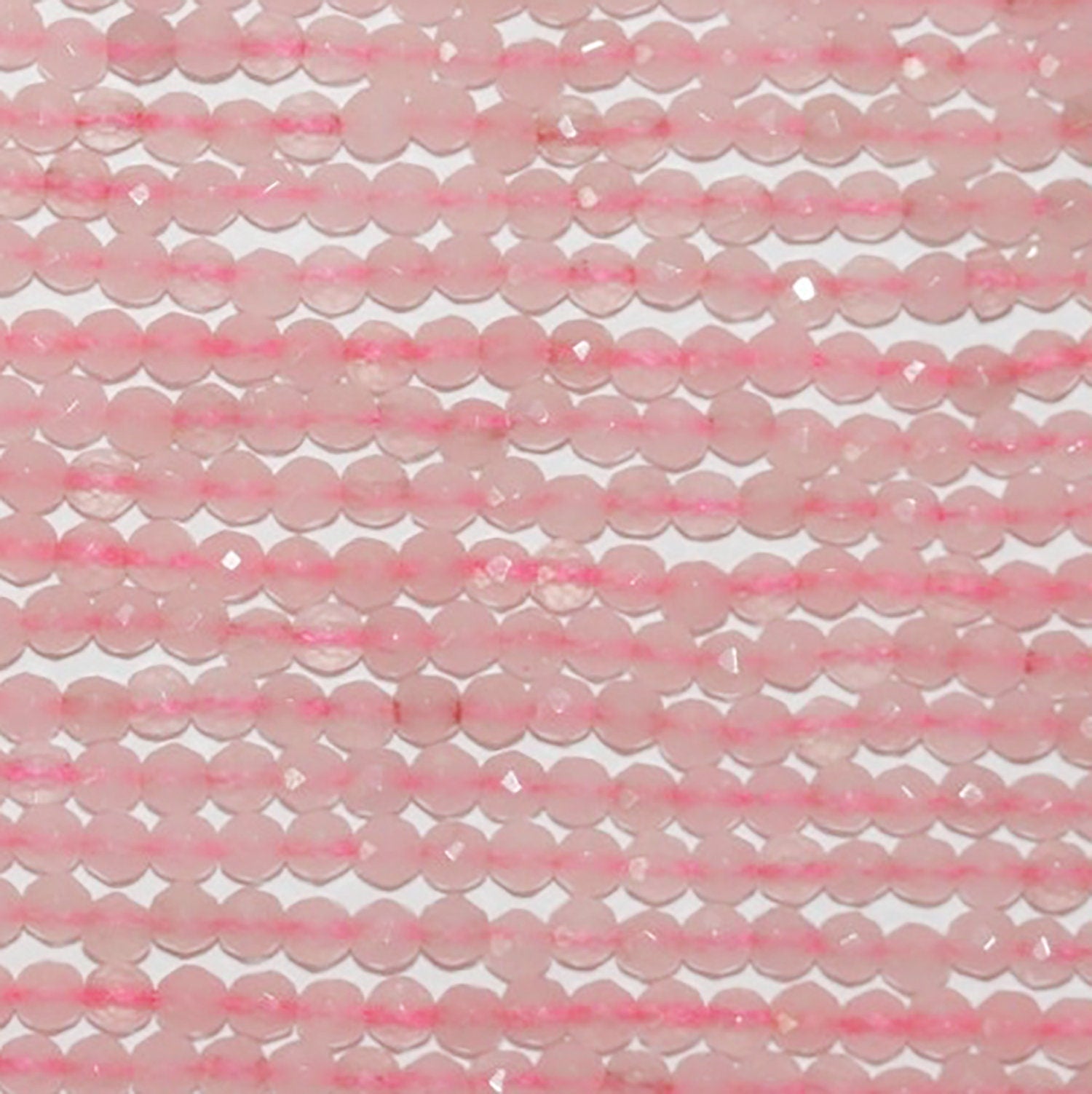 Perles rondes à facettes en quartz rose St de 14 pouces (4 mm) - Fil de 38 cm