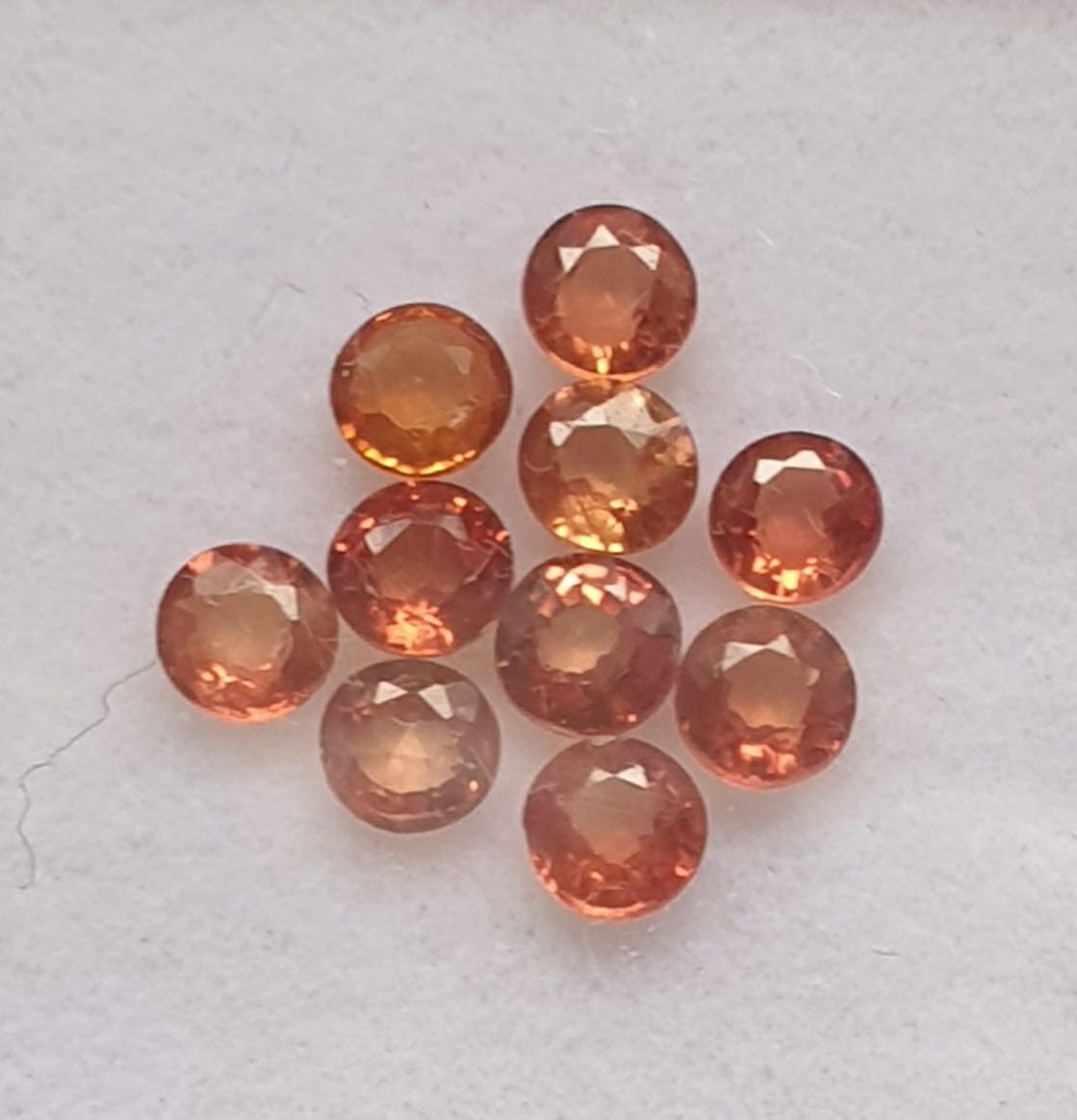 Lote de 10 zafiros naturales color naranja de 3 mm, talla brillante redonda, piedras preciosas al por mayor, piedras naturales para joyería.