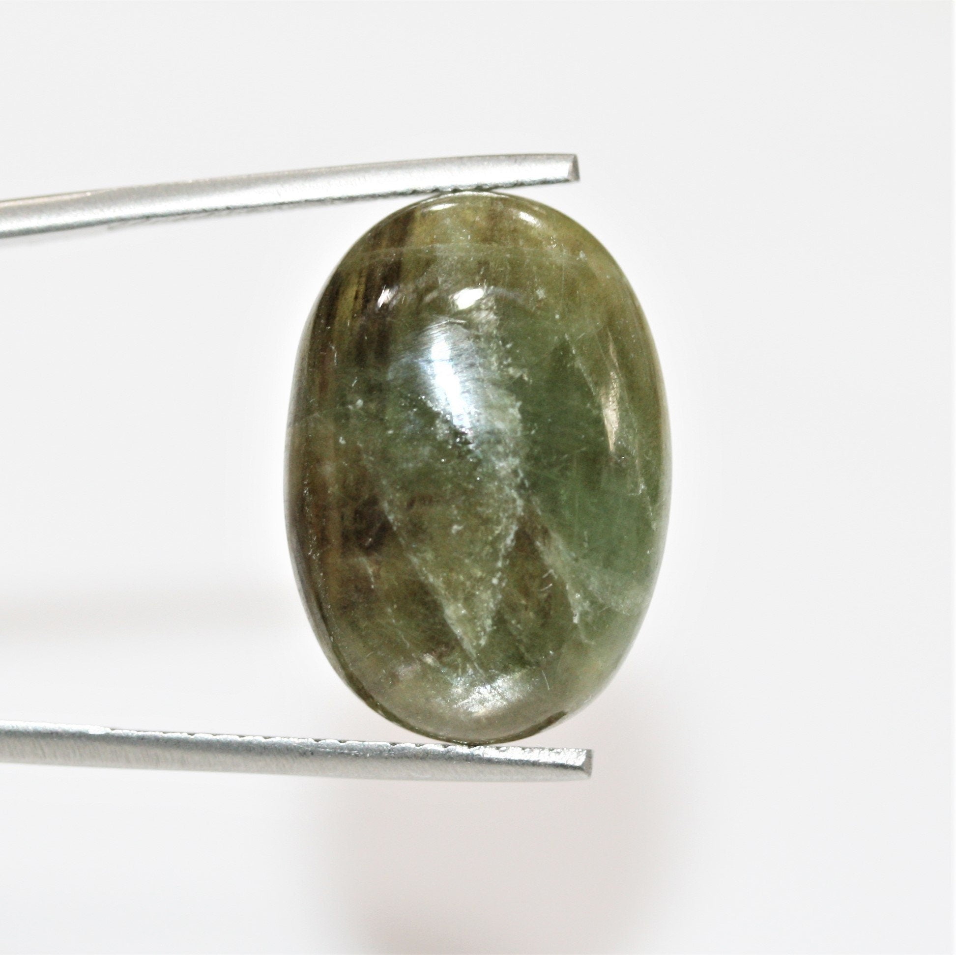 Green Sapphire Oval Cabochon 22x15.3mm. (24.3ct.) - Wholesale Gemstones- Natural Stones For Jewelry