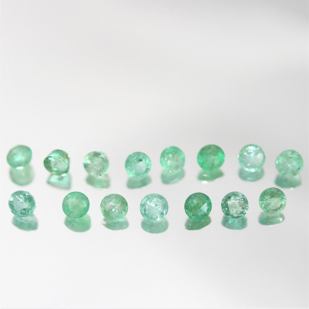 Lot de 15 émeraudes rondes à facettes de 3 mm - Pierres précieuses en vrac - Prix de gros - Gemmes naturelles