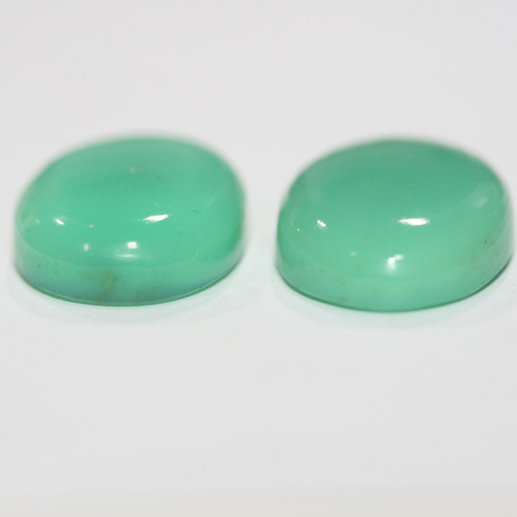 Pair of Chrysoprase Oval Cabochon 18x13.5mm Approx .(22.42ct.).