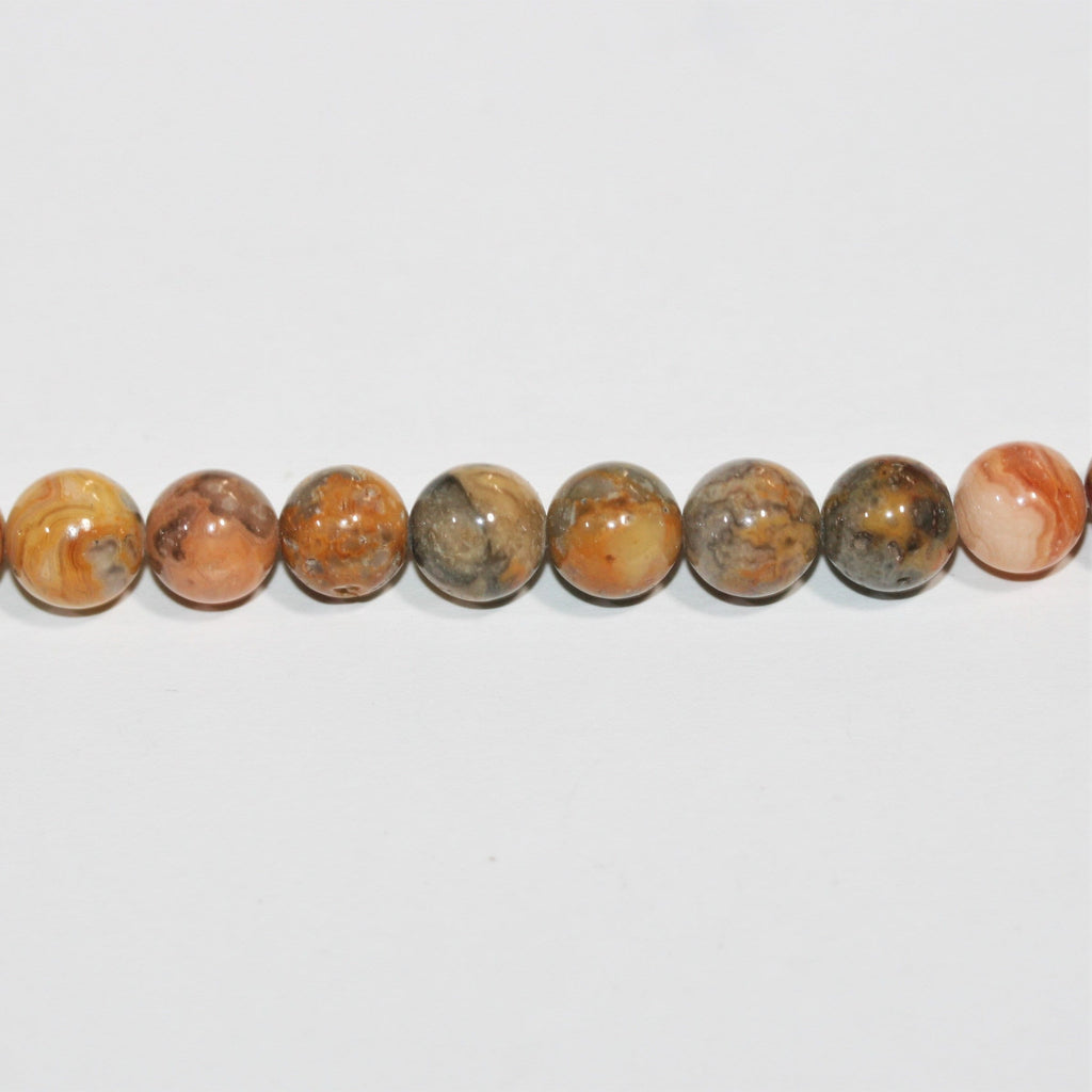 15" St Crazy Agate Smooth Round Beads 8mm.- Hilo 39cm.