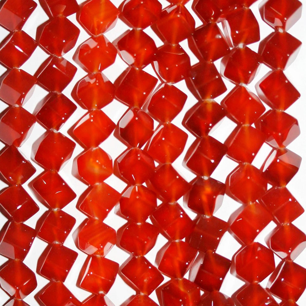 Perles cubiques lisses en cornaline de 15 pouces (environ 6 mm) - Longueur du fil : 40 cm