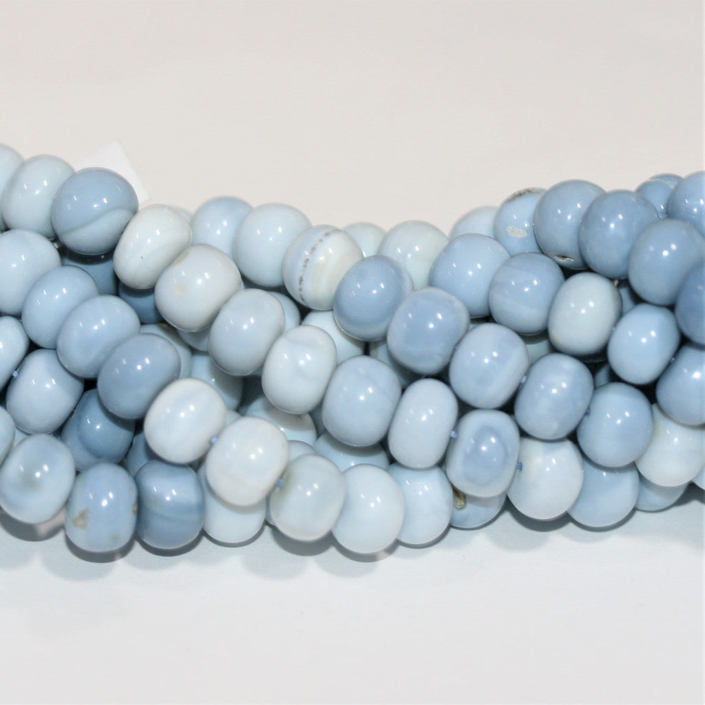 Cuentas redondas lisas de ópalo azul St. de 18", 9 x 6 mm. Aprox. - Hilo de 46 cm.
